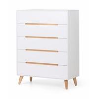 Oregon Chest Of Drawers Tall In Matt White And Oak