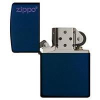 Original Zippo Lighter 239ZL Navy Blue Matte Zippo Logo