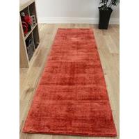 orange rust viscose modern hall runner rug