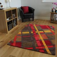 orange red tartan modern rug banbury small