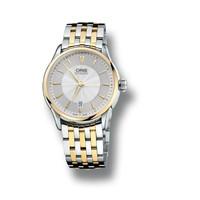 oris artelier date mens automatic two tone bracelet watch