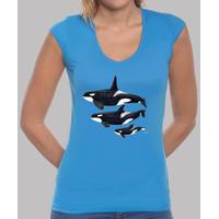 orca woman manga v-neck cut, azulón