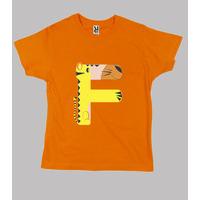 orange shirt with the letter f