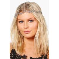 ornate floral bridal hair chain silver