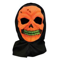 Orange Neon Skull Mask With Hood