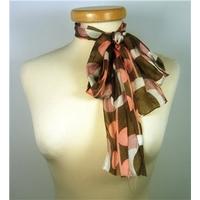 Orla Kiely Brown and Pink Patterned Silk Scarf