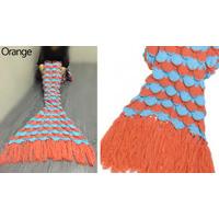 Orange Crocheted Mermaid Tail Blanket