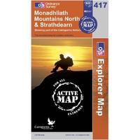 Ordnance Survey Explorer Active 417 Monadhliath Mountains North & Strathdearn Map - Orange, Orange