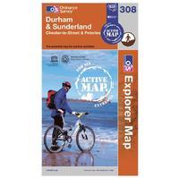 Ordnance Survey Explorer Active 308 Durham and Sunderland Map - Orange, Orange