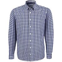 organic cotton casual longsleeve shirt blue check