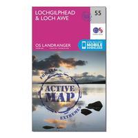 Ordnance Survey Landranger Active 55 Lochgilphead & Loch Awe Map With Digital Version - Orange, Orange