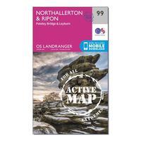 Ordnance Survey Landranger Active 99 Northallerton & Ripon, Pateley Bridge & Leyburn Map With Digital Version - Orange, Orange