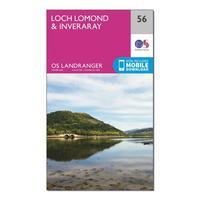 Ordnance Survey Landranger 56 Loch Lomond & Inveraray Map With Digital Version - Orange, Orange