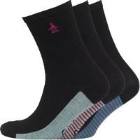 original penguin womens three pack socks black