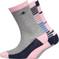 Original Penguin Girls Three Pair Pack Socks Candy Pink/Dress Blue