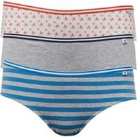 Original Penguin Womens Three Pack Brazilian Briefs Coral Stripe