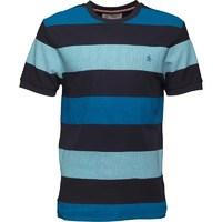 original penguin mens birdseye colour block t shirt dark sapphire