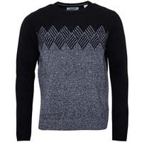 Original Penguin Mens Long Sleeve Geo Argyle Crew Neck Sweater True Black