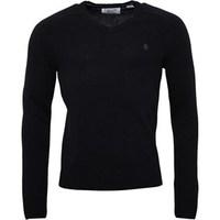 Original Penguin Mens Long Sleeve Raglan Jersey V-Neck Jumper True Black