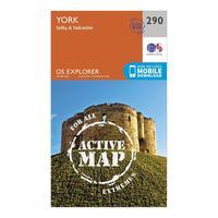 Ordnance Survey Explorer Active 290 York Map With Digital Version - Orange, Orange