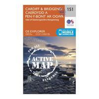 Ordnance Survey Explorer Active 151 Cardiff & Bridgend Map With Digital Version - Orange, Orange