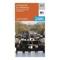 Ordnance Survey Explorer 221 Coventry, Warwick, Royal Leamington Spa & Kenilworth Map With Digital Version - Orange, Orange