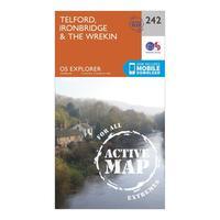 Ordnance Survey Explorer Active 242 Telford, Ironbridge & The Wrekin Map With Digital Version - Orange, Orange