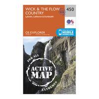 Ordnance Survey Explorer Active 450 Wick & The Flow Country Map With Digital Version - Orange, Orange