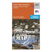 Ordnance Survey Explorer Active 357 Kintyre North Map With Digital Version - Orange, Orange