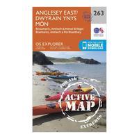 Ordnance Survey Explorer Active 263 Anglesey East Map With Digital Version - Orange, Orange