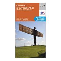 Ordnance Survey Explorer 308 Durham & Sunderland Map With Digital Version - Orange, Orange