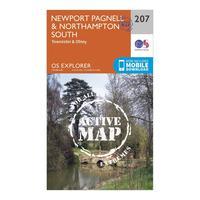 Ordnance Survey Explorer Active 207 Newport Pagnell & Northampton South Map With Digital Version - Orange, Orange