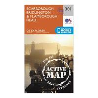 Ordnance Survey Explorer Active 301 Scarborough, Bridlington & Flamborough Head Map With Digital Version - Orange, Orange