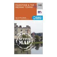 Ordnance Survey Explorer Active 148 Maidstone & The Medway Towns Map With Digital Version - Orange, Orange