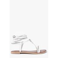 Orla Wrap Strap Leather Ghillie Sandal - white