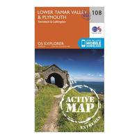 Ordnance Survey Explorer Active 108 Lower Tamar Valley & Plymouth Map With Digital Version - Orange, Orange