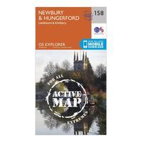 Ordnance Survey Explorer Active 158 Newbury & Hungerford Map With Digital Version - Orange, Orange