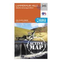 Ordnance Survey Explorer Active 345 Lammermuir Hills Map With Digital Version - Orange, Orange