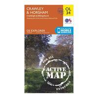Ordnance Survey Explorer Active OL34 Crawley & Horsham Map With Digital Version - Orange, Orange