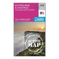 Ordnance Survey Landranger Active 199 Eastbourne & Hastings, Battle & Heathfield Map With Digital Version - Orange, Orange