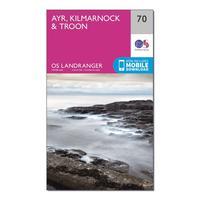 Ordnance Survey Landranger 70 Ayr, Kilmarnock & Troon Map With Digital Version - Orange, Orange