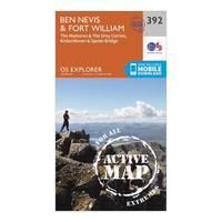 Ordnance Survey Explorer Active 392 Ben Nevis Map With Digital Version - Orange, Orange