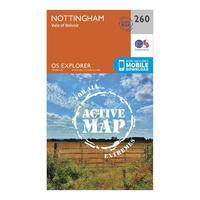 Ordnance Survey Explorer Active 260 Nottingham Map With Digital Version - Orange, Orange