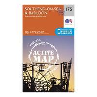 Ordnance Survey Explorer Active 175 Southend-on-Sea & Basildon Map With Digital Version - Orange, Orange