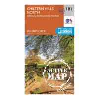 Ordnance Survey Explorer Active 181 Chiltern Hills North Map With Digital Version - Orange, Orange