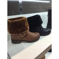 Orla faux fur trim boots with buckle detail