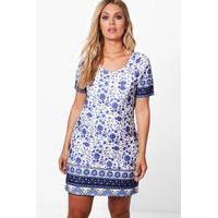 Orla Floral Printed Shift Dress - blue