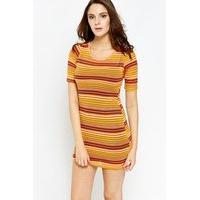 orange striped bodycon dress