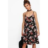 oria dark floral cami dress black