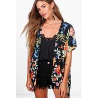 oriental floral kimono black